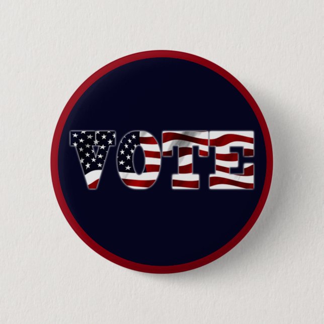 Vote USA Flag Blue Red Design Button (Front)