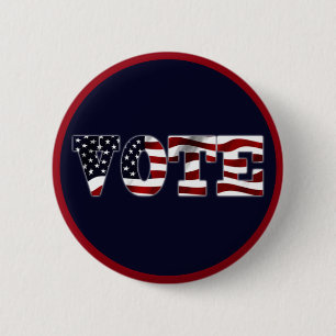 Vote USA Flag Blue Red Design Button