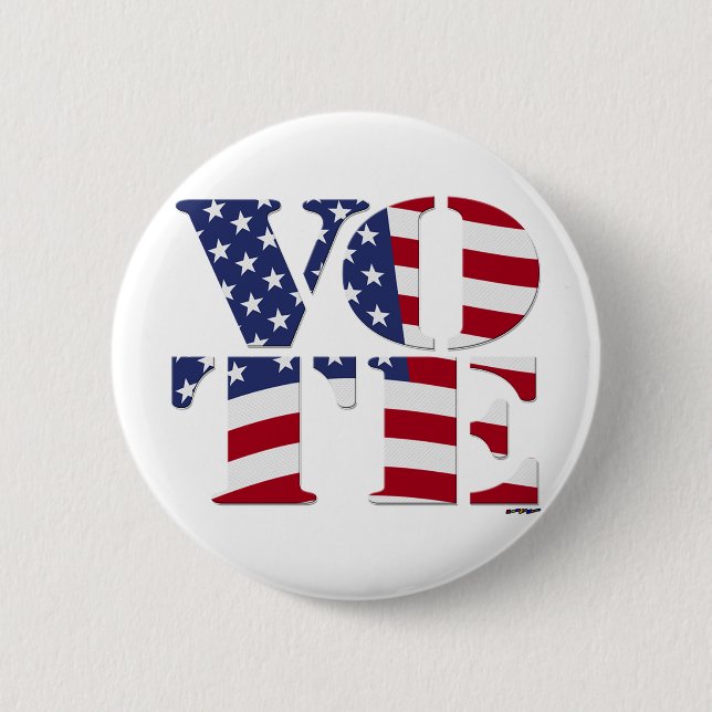 VOTE "V O T E" with US FLAG Button (Front)