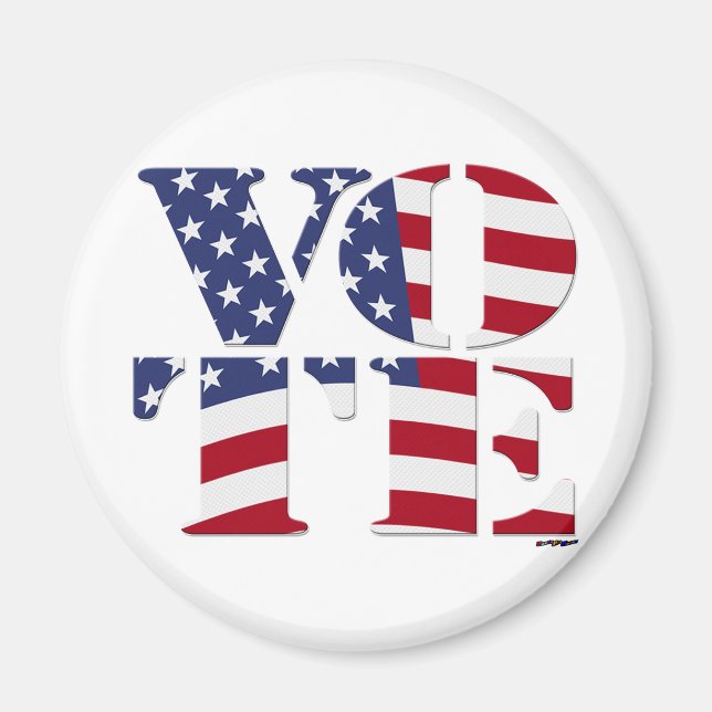 VOTE "V O T E" with US FLAG Magnet (Front)