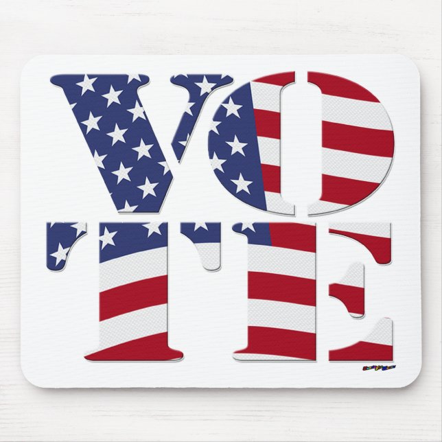 VOTE "V O T E" with US FLAG Mouse Pad (Front)