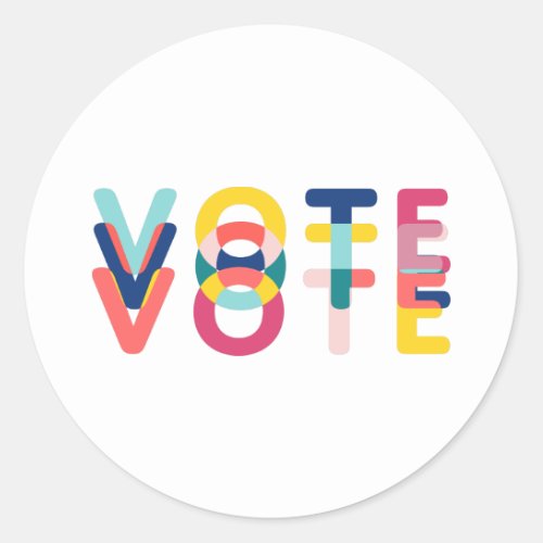 Vote Vibrant Modern Rainbow Political Classic Round Sticker