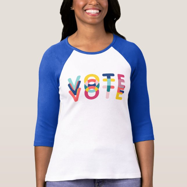 Vote Vibrant Rainbow Modern T-Shirt (Front)
