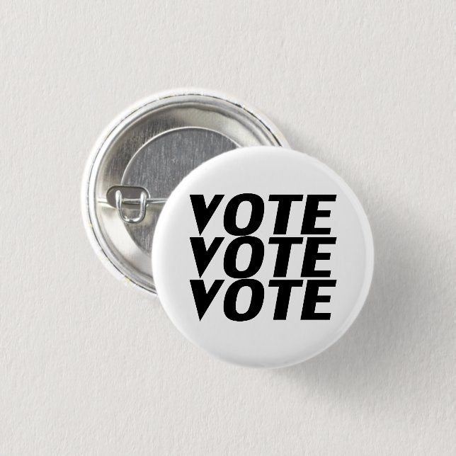 Vote vote vote black and white modern button (Front & Back)
