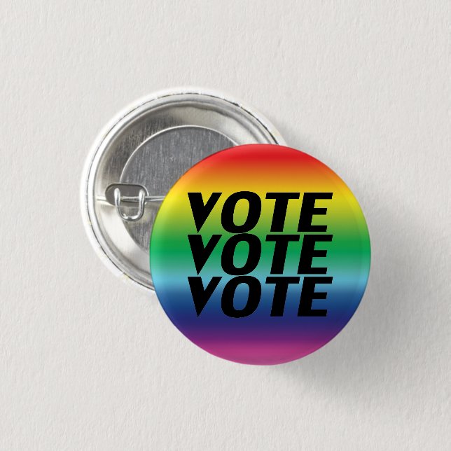 vote vote vote - black, pride lgbtq rainbow Button (Front & Back)