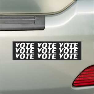 vote vote vote - Black white, Bumper Car Magnet