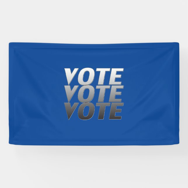 "Vote vote vote" black white grey silver, blue Banner (Horizontal)