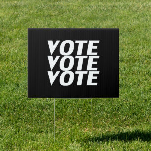 "vote vote vote" black white - round Sign