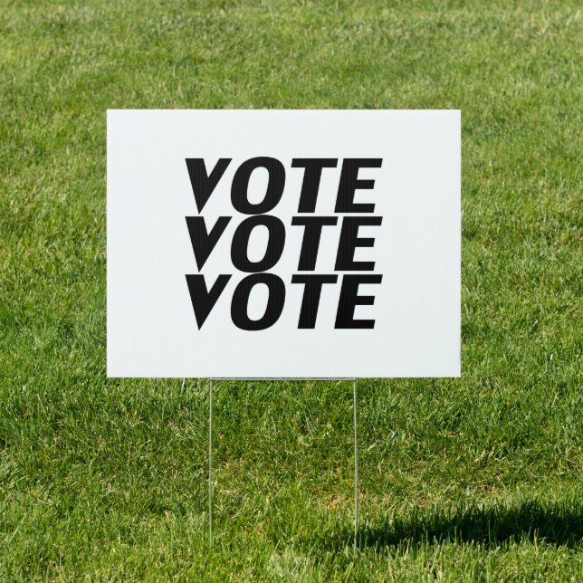 "vote vote vote" Black White - round yard Sign (Insitu)