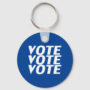 Vote vote vote blue and white modern typography keychain