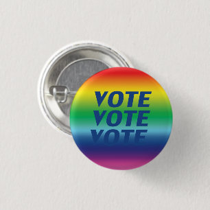 vote vote vote - blue, pride lgbtq rainbow Button