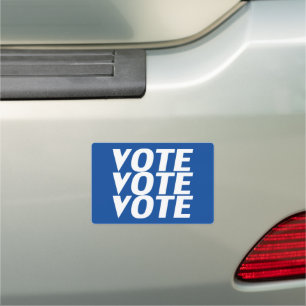 vote vote vote - blue white bumper car magnet