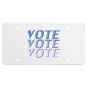 "vote vote vote" blue white - car license plate