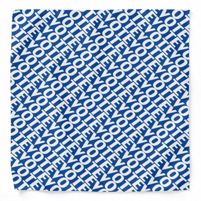"vote vote vote" blue white pattern bandana (Front)