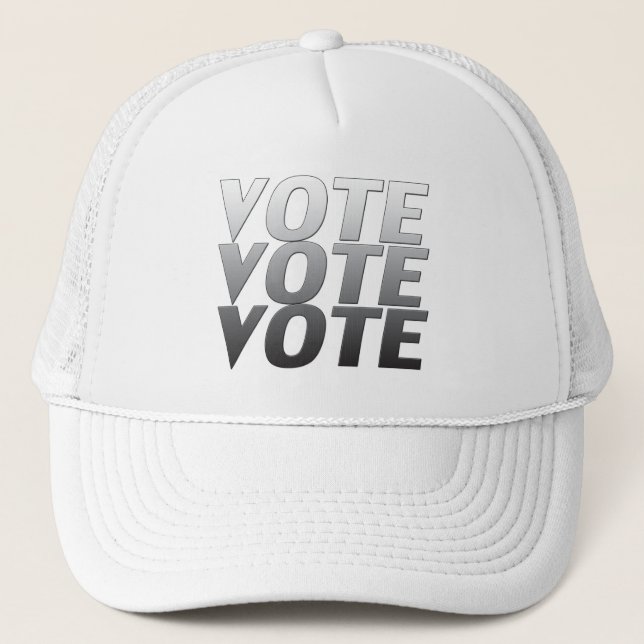 "vote vote vote' grey letters - trucker hat (Front)
