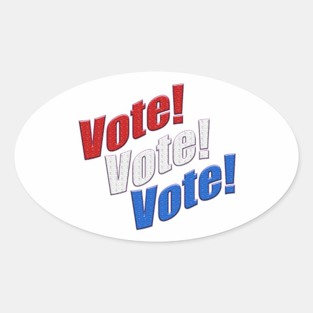 Vote Vote Vote! patriotic Red White & Blue USA Oval Sticker (Front)