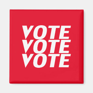 Vote vote vote red and white modern typography magnet