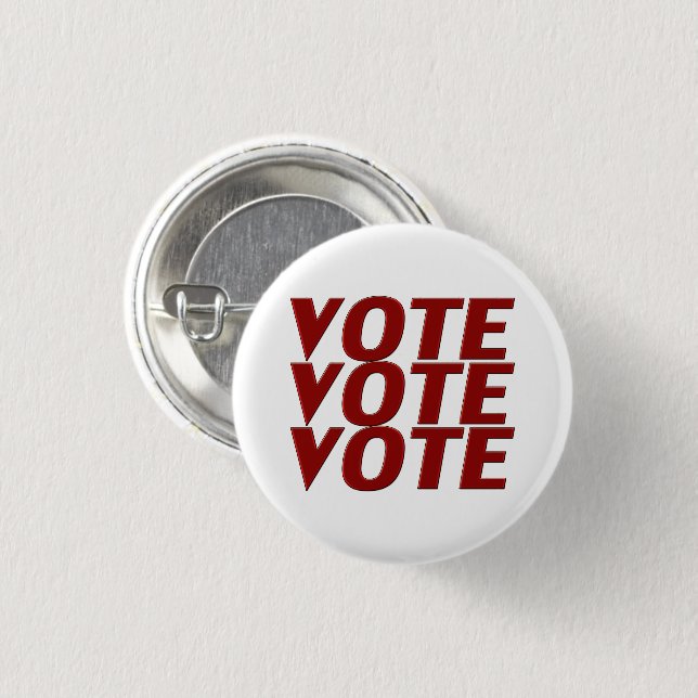 Vote vote vote red modern typography button (Front & Back)