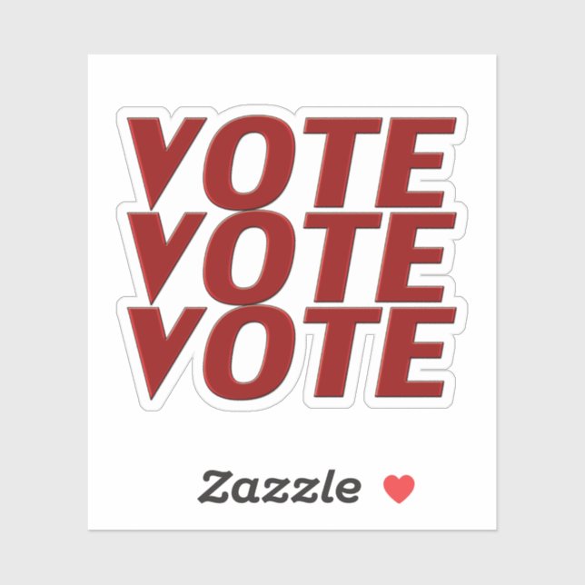 Vote vote vote red modern typography sticker (Sheet)