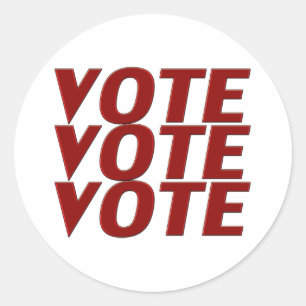 Vote vote vote red modern typography white classic round sticker