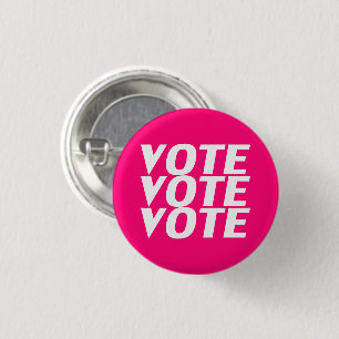 vote vote vote - white, hot pink, magenta, fuchsia button