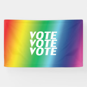 "Vote vote vote" white pride lgbtq lgbt rainbow Banner