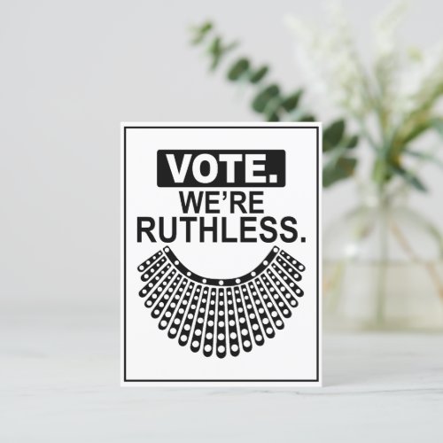 Vote Were Ruthless RBG Dissent Collar Voter  Postcard