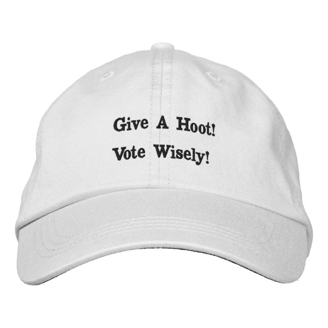 Vote wisely! White Embroidered Baseball Cap (Front)