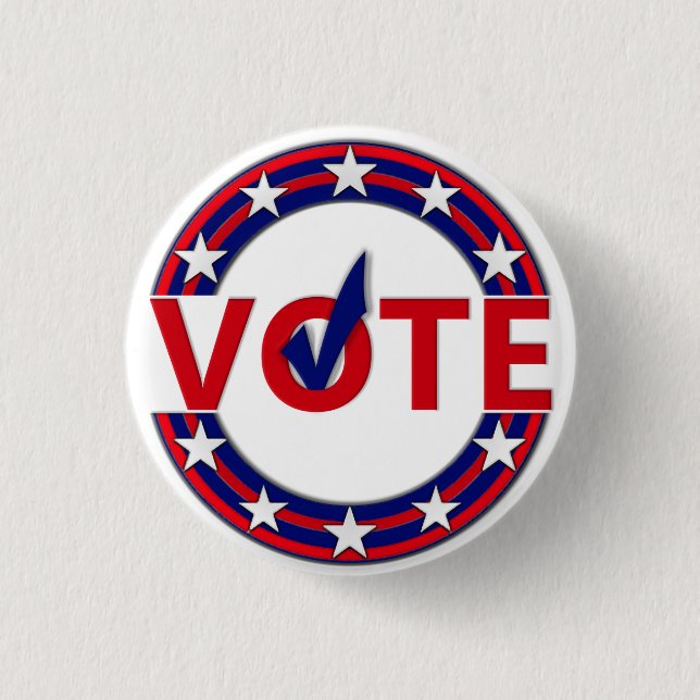 Vote with Check Mark Pinback Button (Front)
