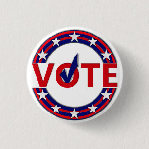 Vote with Check Mark Pinback Button