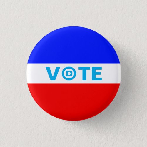 Vote with Democratic party logo on blue red white Button