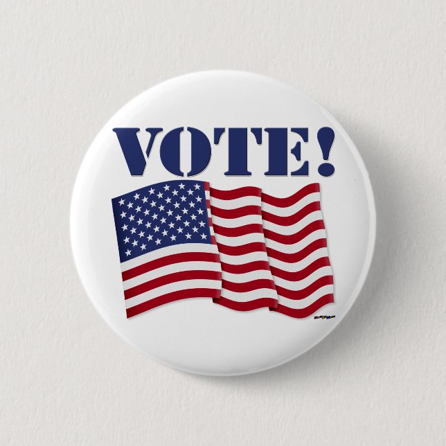 VOTE! with US Flag Button (Front)