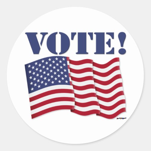VOTE with US Flag Classic Round Sticker