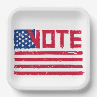 Vote With USA Flag Paper Plates