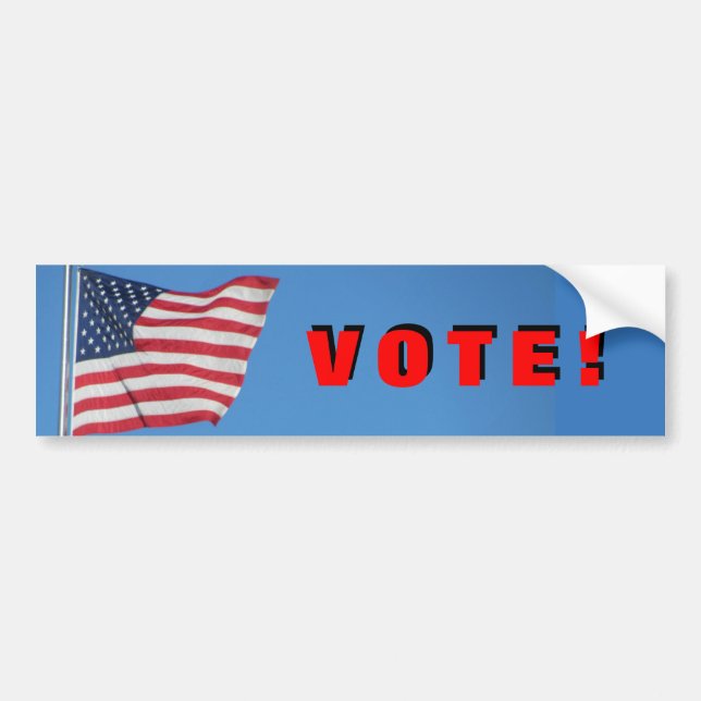Vote!  with USA Flag red Bumper Sticker (Front)