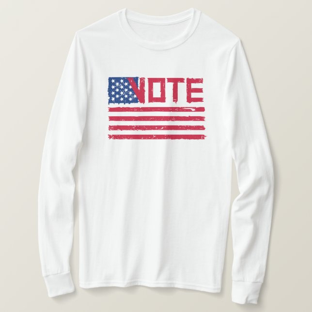 Vote With Vote with long sleeve US Flag T-Shirt (Design Front)