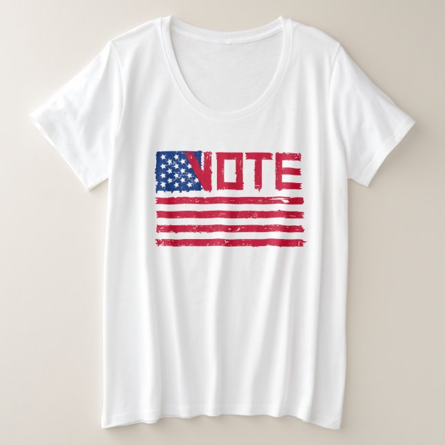 Vote With Vote with US Flag.   Plus Size T-Shirt (Design Front)