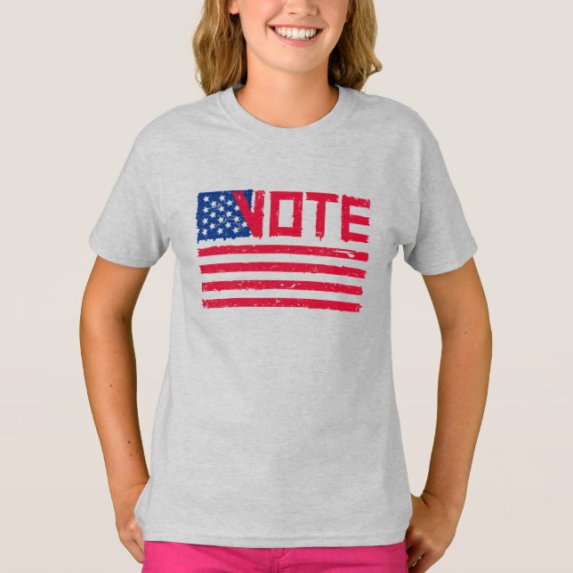 Vote With Vote with US Flag.  T-Shirt (Front)