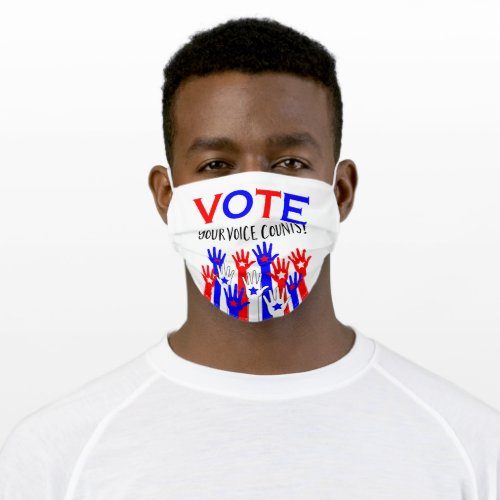 Vote Your voice counts patriotic hands stars Adult Cloth Face Mask