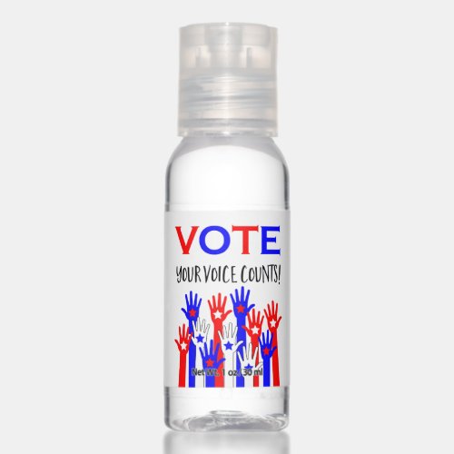 Vote Your voice counts Patriotic hands stars Hand Sanitizer