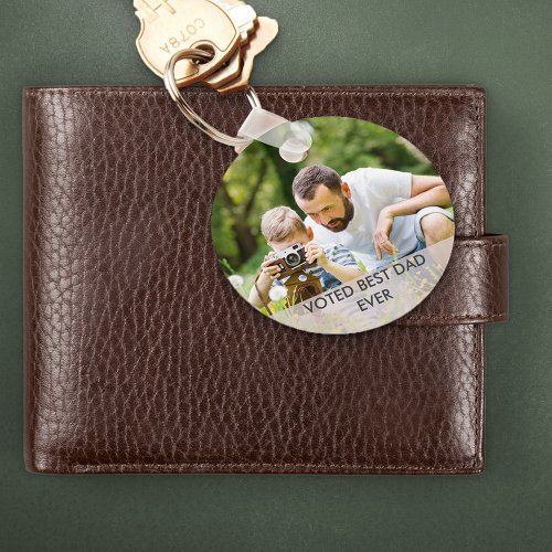 Voted Best Dad Ever Custom Fathers Day Photo Keychain