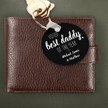Voted Best Dad of the Year by .. Black and White Keychain<br><div class="desc">Personalized keychain for the best daddy of the year. The wording currently reads "voted best dad of the year by" and you can add your child's name or your children's names.</div>
