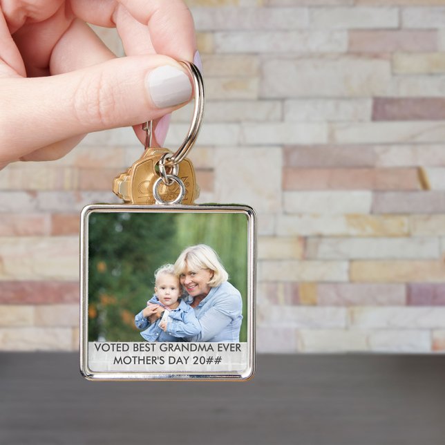 Voted Best GrandMa Ever Custom Mothers Day Photo Keychain (Creator Uploaded)