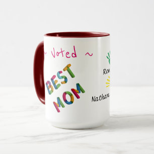 Voted Best Mom Child Hand print art Personalize Mug