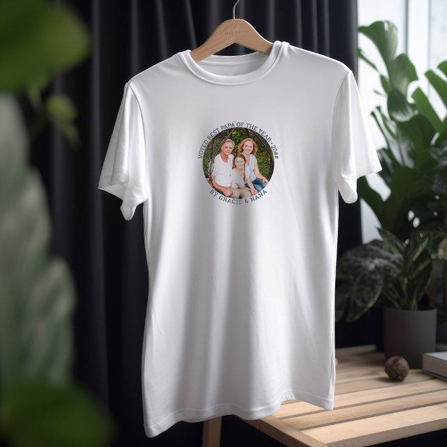 Voted Best Papa of the Year by Round Photo T-Shirt (Creator Uploaded)