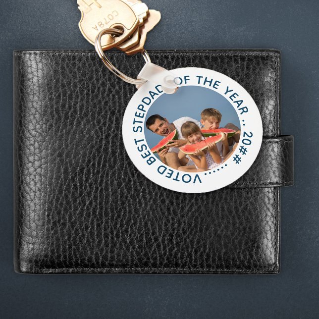 Voted Best Stepdad of the Year | Round Photo Keychain (Creator Uploaded)