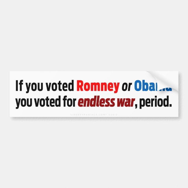 Voted for Endless War Bumper Sticker (Front)