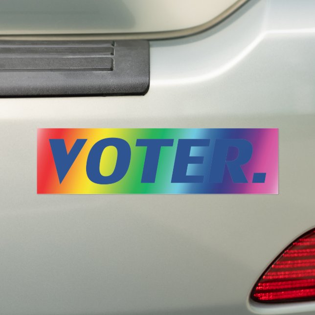 "voter" blue letters pride lgbtq lgbt background bumper sticker (On Car)