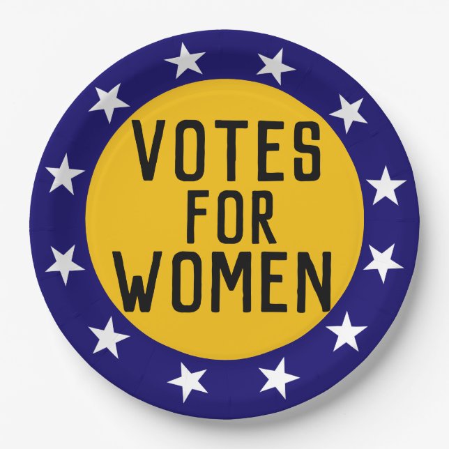 Votes for Women historic suffrage pin Paper Plates (Front)