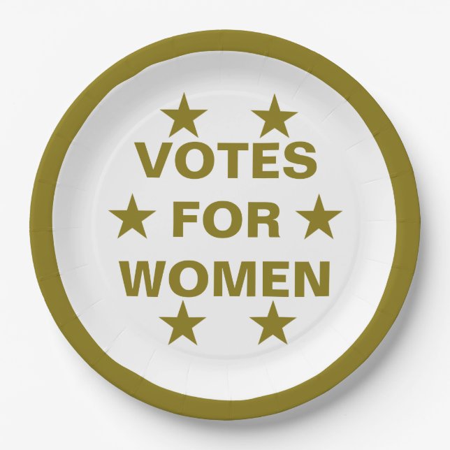 Votes for Women suffrage commemorative pin Paper Plates (Front)